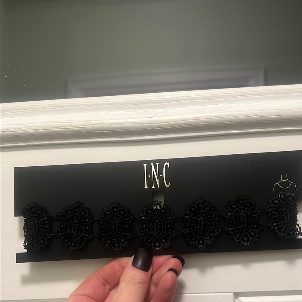 INC Black Lace Choker Necklace